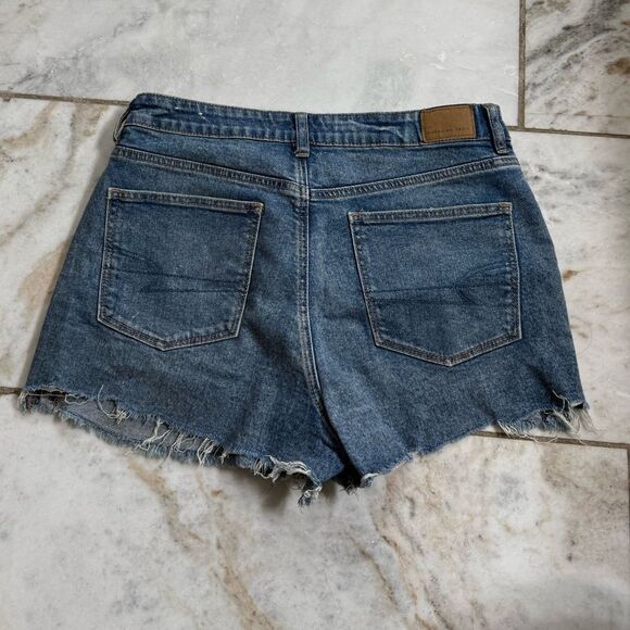 American Eagle Outfitters Blue Distressed Jean Shorts - Picture 6 of 8